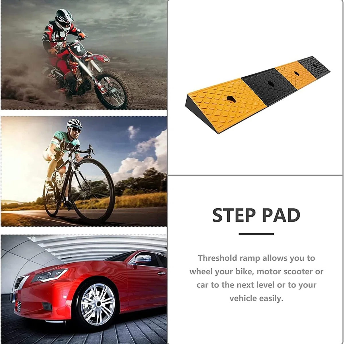 Rampe de Bordure en Caoutchouc – Portable Robuste for allée, Trottoir, Fauteuil Roulant, Voiture, Camion, vélo, Scooter, Roues, Moto avec boulons d'expansion(100 * 15 * 5cm)
