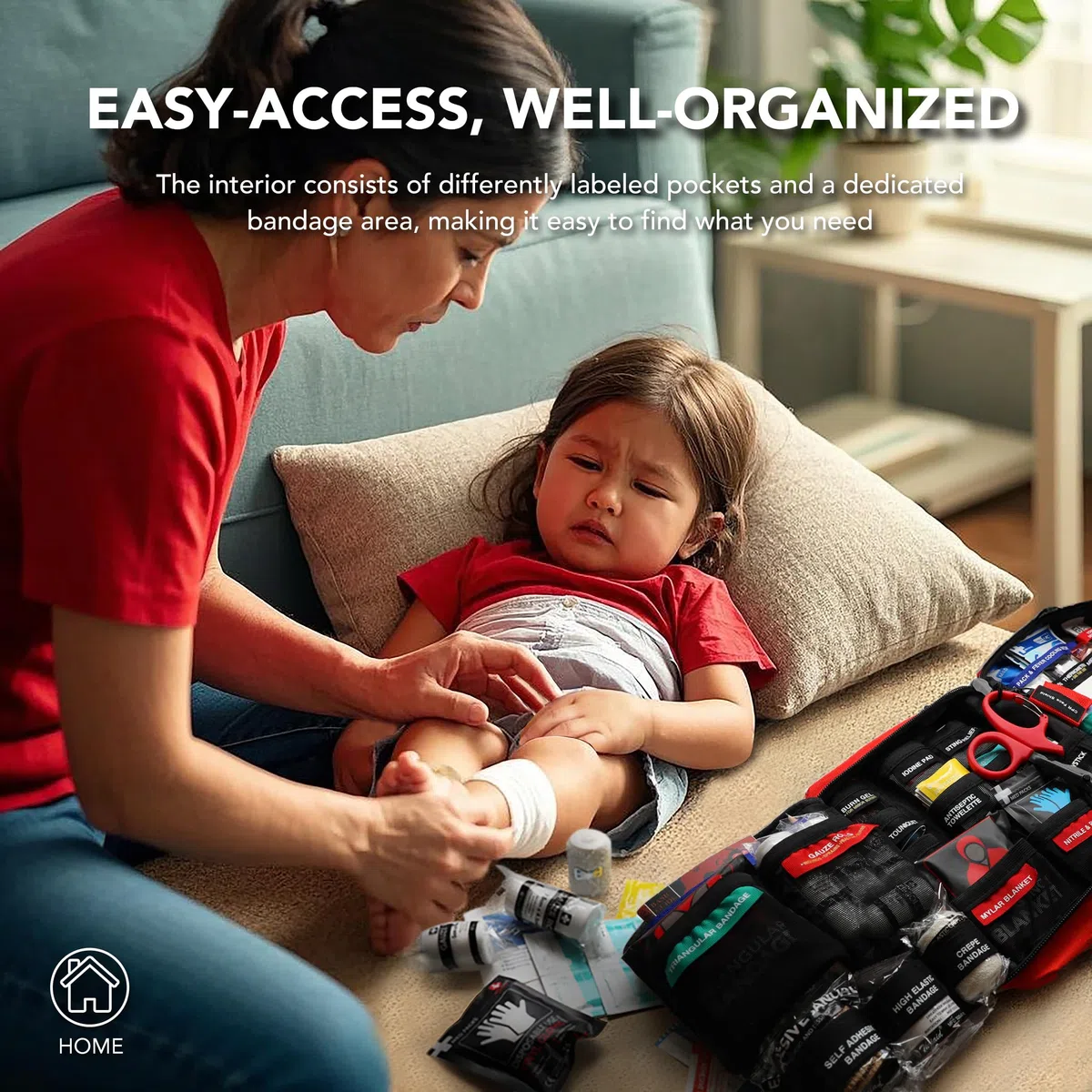 Kit de premiers secours 430 pièces, bien organisé, étanche, compact pour toute urgence, idéal pour la maison, le bureau, la voiture, les voyages, l'extérieur, le camping, la randonnée, le bateau